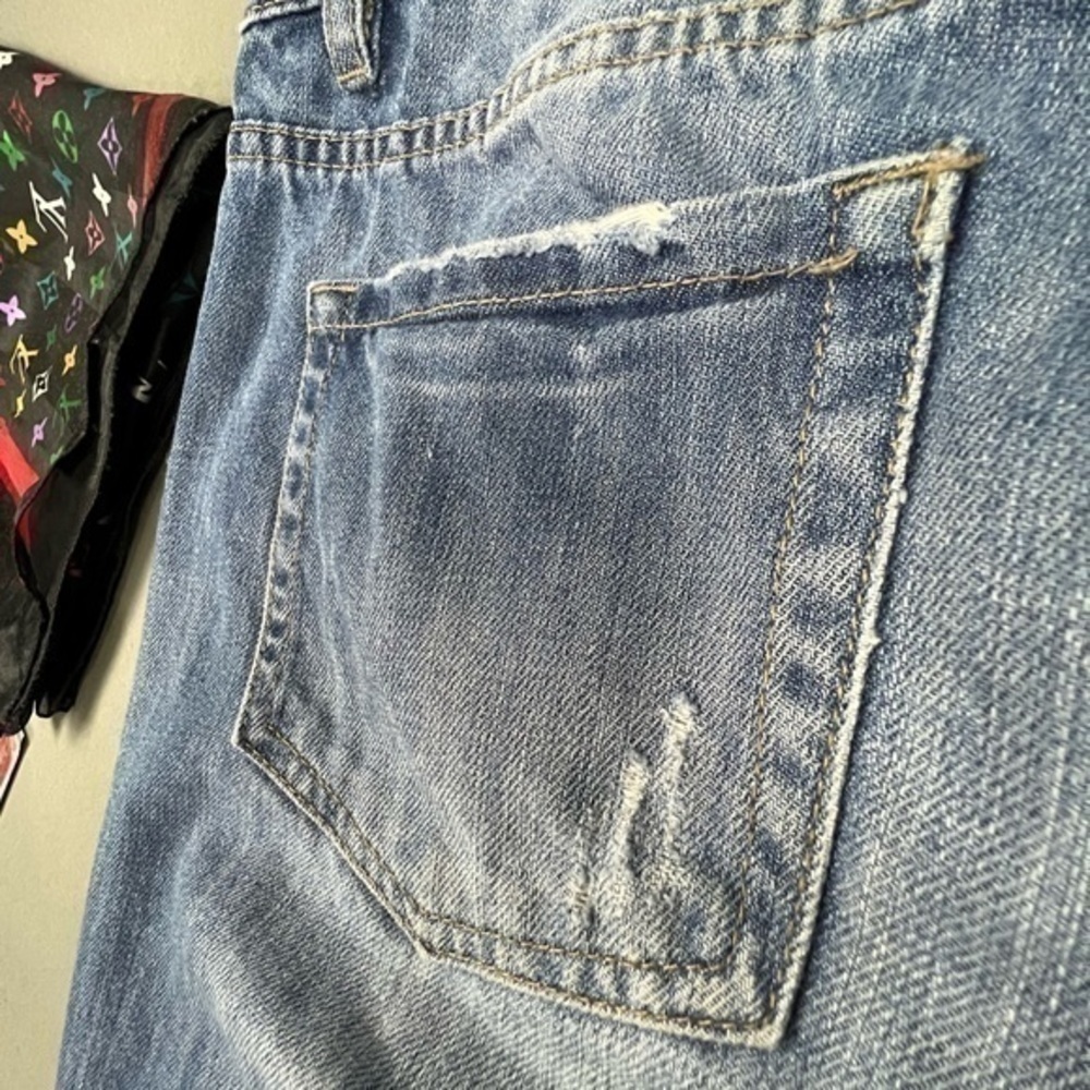 Thrashed Hige Faded Designer Denim Blue Ripped Jeans Stitching and Patchwork 💎 - Picture 14 of 16